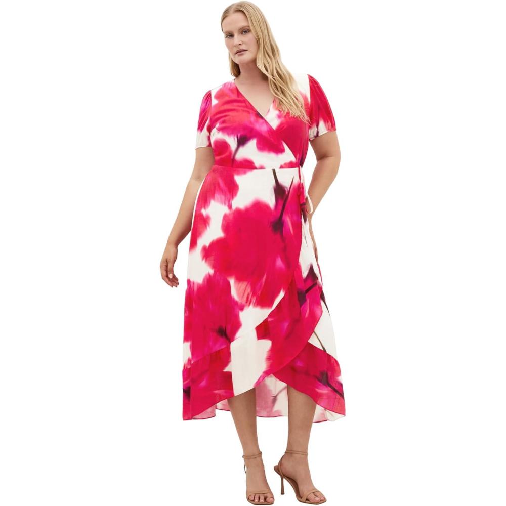 image:imageCity Chic Plus Size Dress  Bea Floral Wrap MidiPink