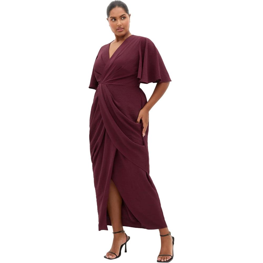 image:imageCity Chic Plus Size Dress  Braelynn Drape MaxiDark Cherry
