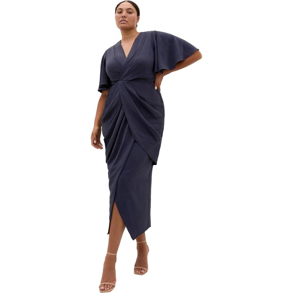 image:imageCity Chic Plus Size Dress Braelynn Drape MaxiNavy
