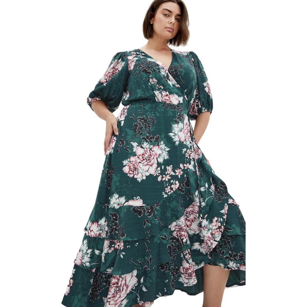 image:imageCity Chic Plus Size Dress Bri Blossom Print WrapJade Blossom