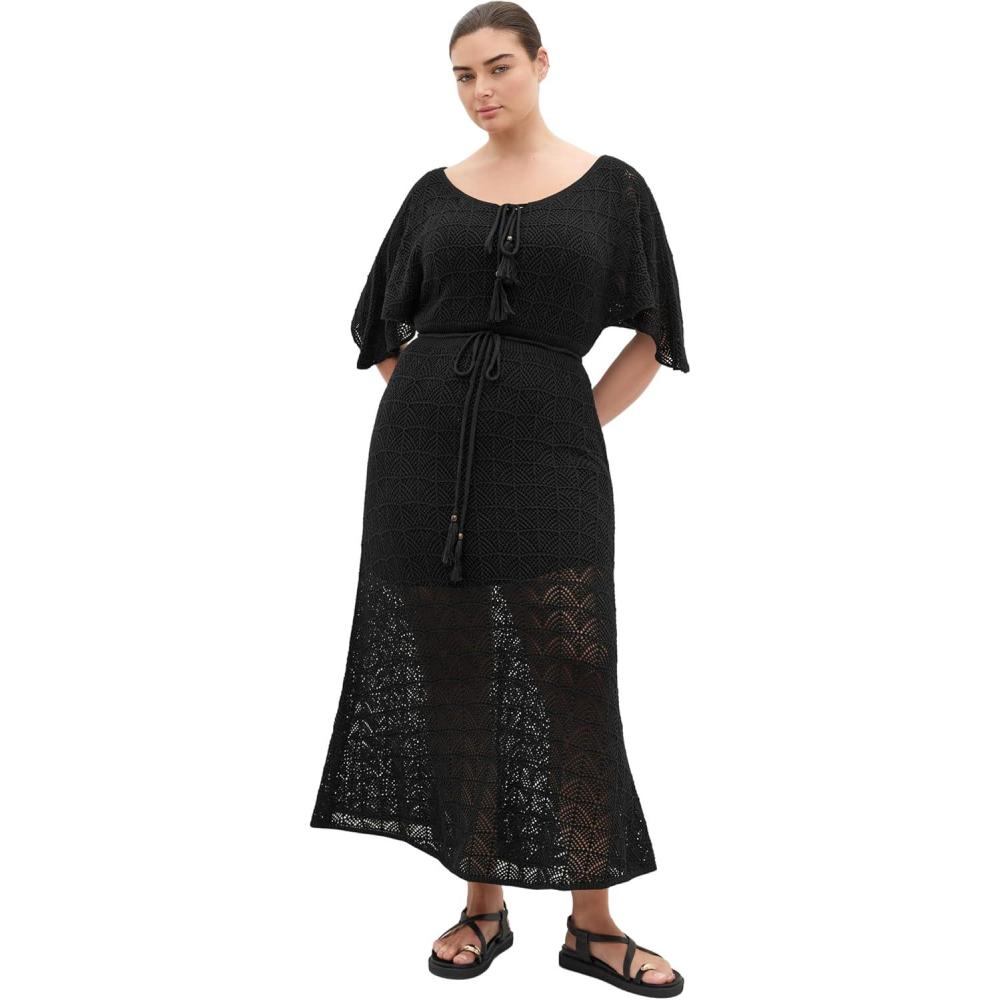 image:imageCity Chic Plus Size Dress Cassie Crochet KnitBlack