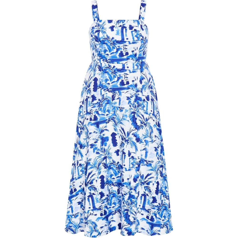 image:imageCity Chic Plus Size Dress Collins Palm Print MaxiBlue Palm