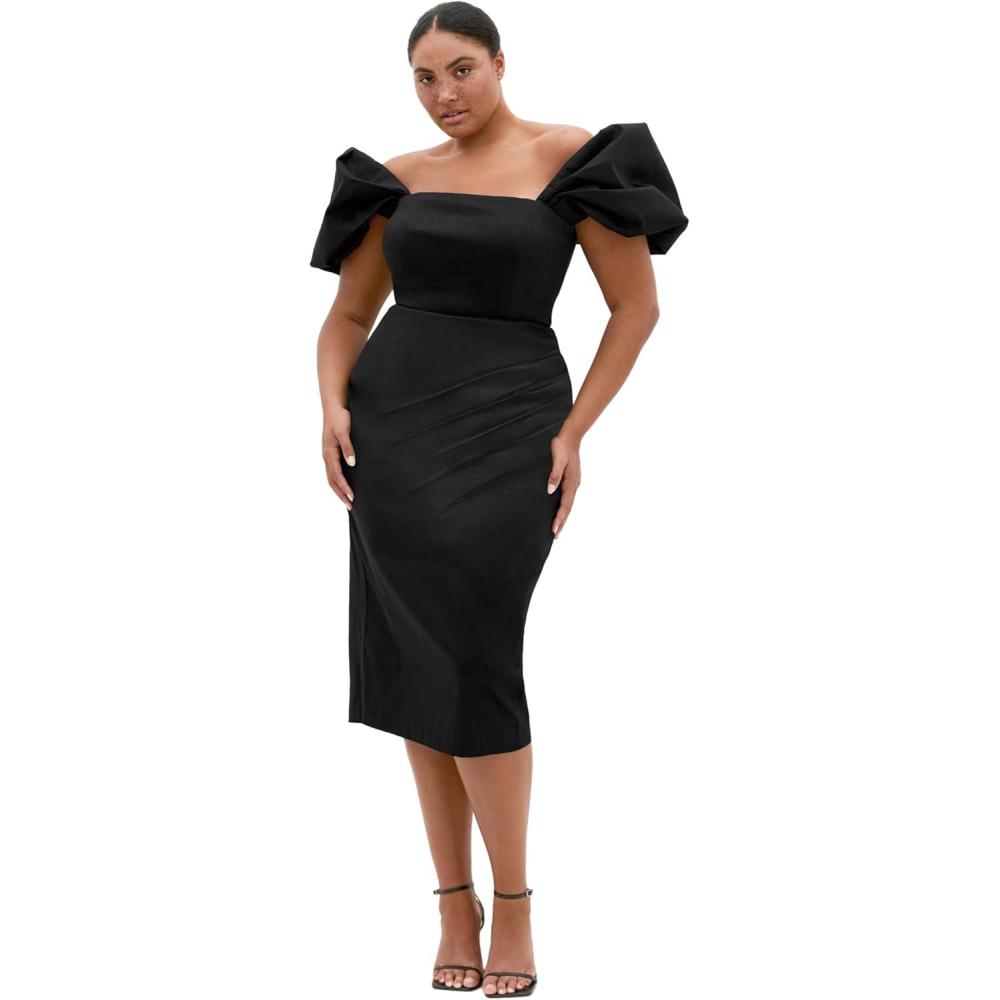 image:imageCity Chic Plus Size Dress Elyse Off Shoulder MidiBlack