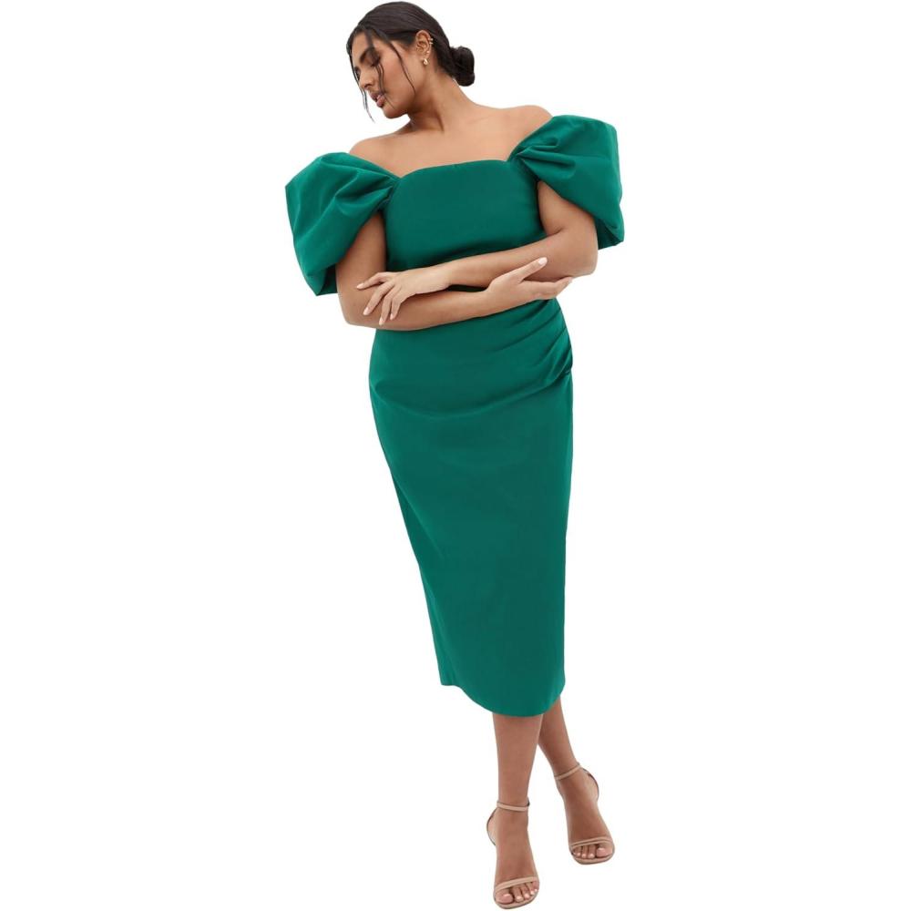 image:imageCity Chic Plus Size Dress Elyse Off Shoulder MidiEmerald