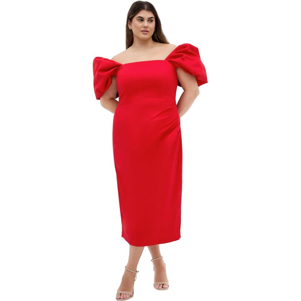 image:imageCity Chic Plus Size Dress Elyse Off Shoulder MidiTango Red