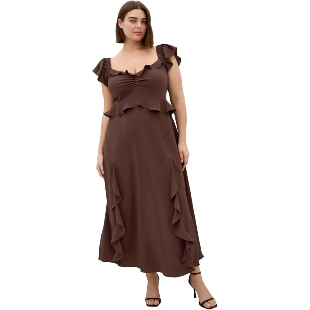 image:imageCity Chic Plus Size Dress  Fee Frill MaxiTruffle