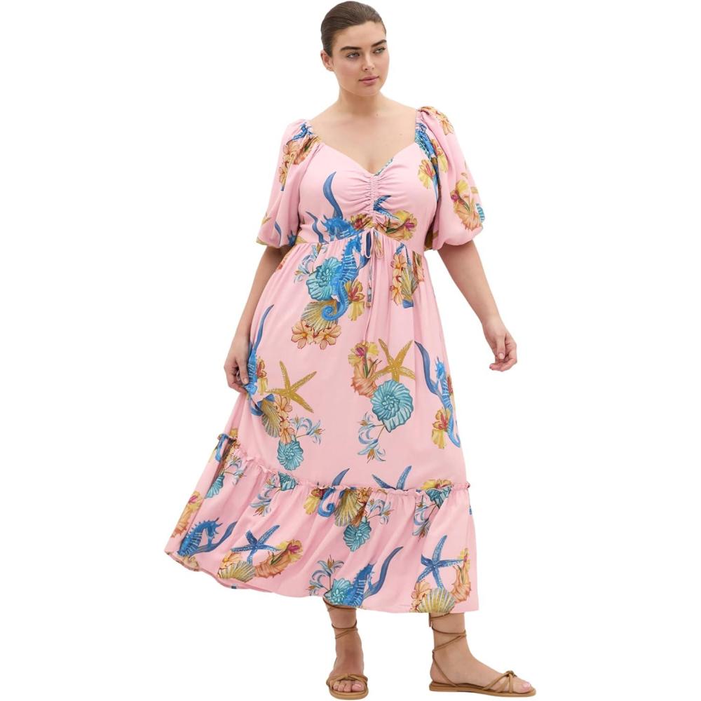 image:imageCity Chic Plus Size Dress Giselle Seahorse Print MaxiSeahorse Print