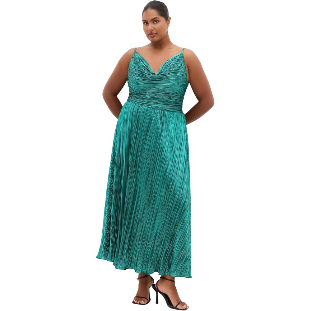 image:imageCity Chic Plus Size Dress Kamila Cowl Neck MetallicEmerald