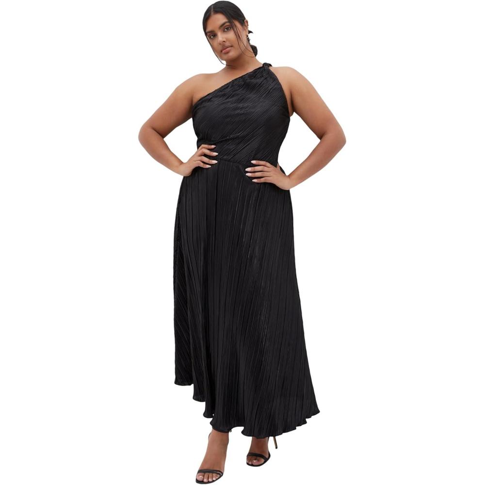 image:imageCity Chic Plus Size Dress Kamila One Shoulder MetallicBlack