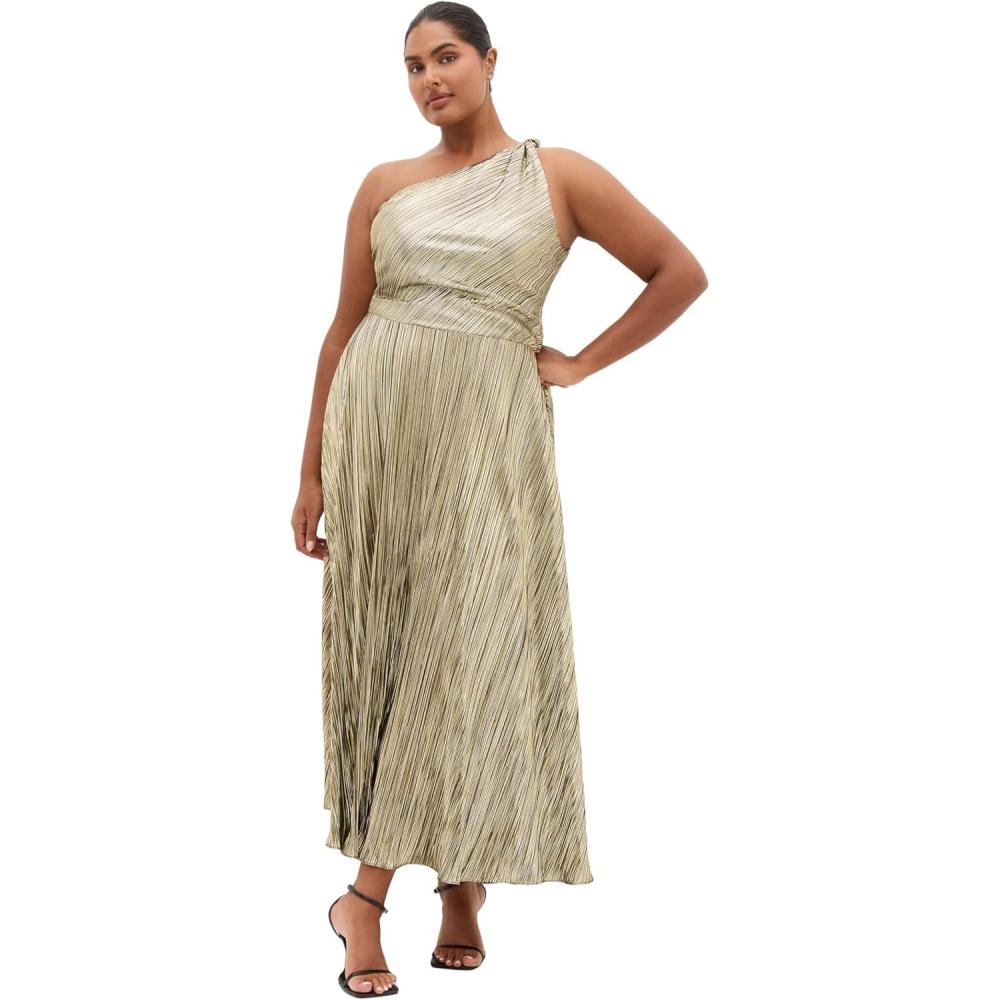 image:imageCity Chic Plus Size Dress Kamila One Shoulder MetallicBronze