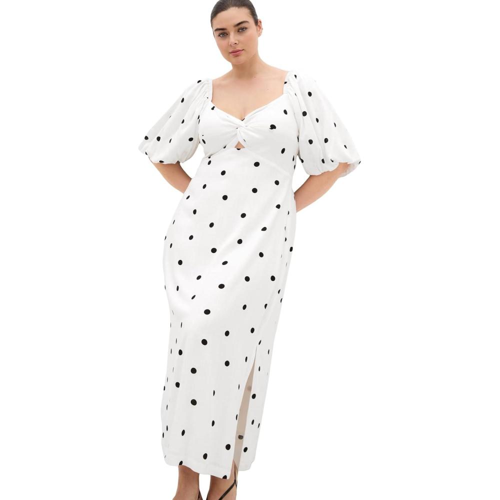 image:imageCity Chic Plus Size Dress Nala Spot Print Twist FrontBlack Polka Dot