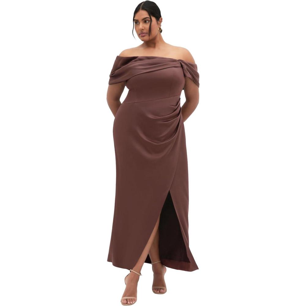 image:imageCity Chic Plus Size Dress Paloma Off Shoulder MaxiRaisin