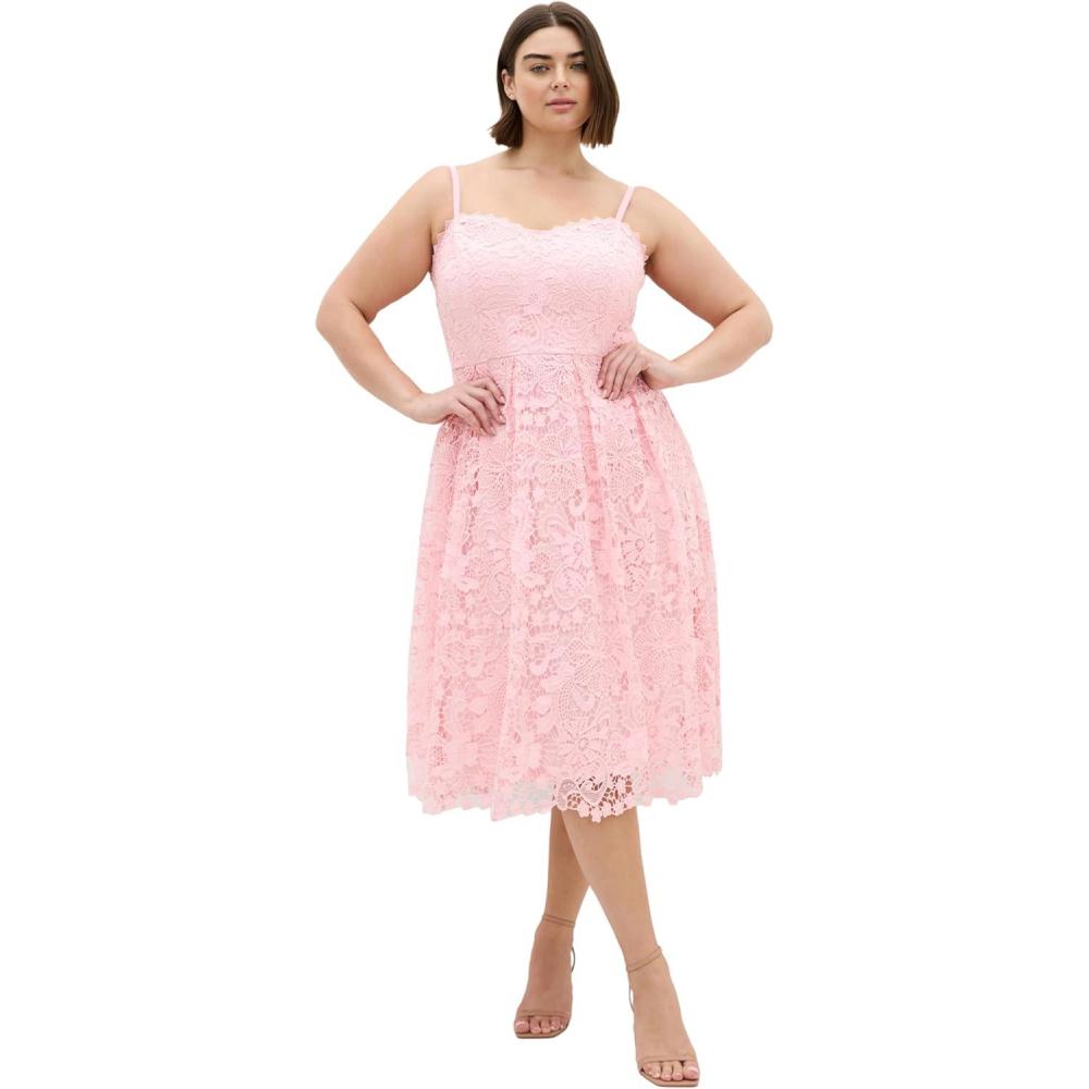image:imageCity Chic Plus Size Dress Scarlet Lace MidiHeavenly Pink