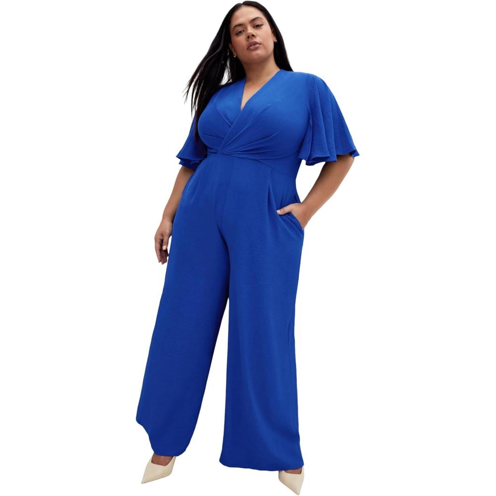 image:imageCity Chic Plus Size Jumpsuit Braelynn V NeckCerulean