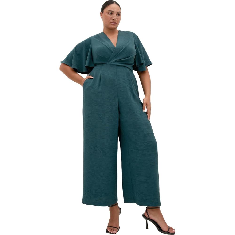 image:imageCity Chic Plus Size Jumpsuit Braelynn V NeckEmerald