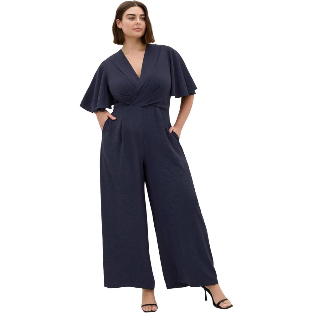image:imageCity Chic Plus Size Jumpsuit Braelynn V NeckNavy