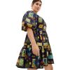image:imageCity Chic Plus Size Dress  Fantasy Amalfi Print Puff Sleeve MiniNavy La Dolce