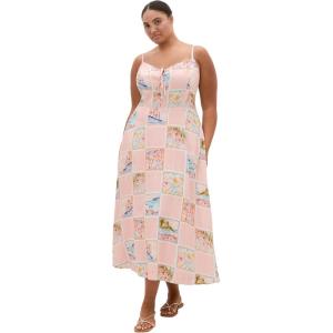 City Chic Plus Size Dress – Billie Postcard Print Maxi(Postcard)