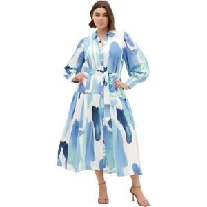 City Chic Plus Size Dress – Ezra Surface Level Print Maxi(Tranquil)