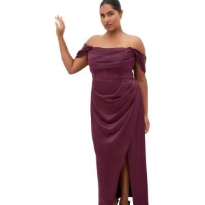City Chic Plus Size Dress – Forbidden Love Maxi(Mulberry)
