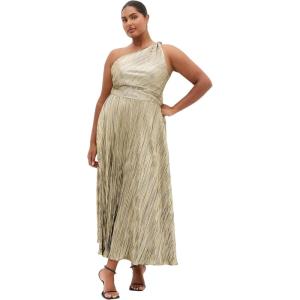 City Chic Plus Size Dress – Kamila One Shoulder Metallic(Bronze)