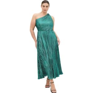 City Chic Plus Size Dress – Kamila One Shoulder Metallic(Emerald)
