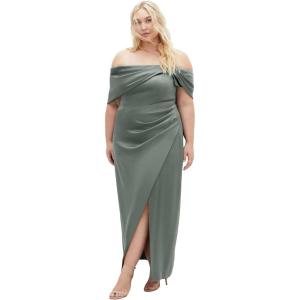 City Chic Plus Size Dress – Paloma Off Shoulder Maxi(Sage)
