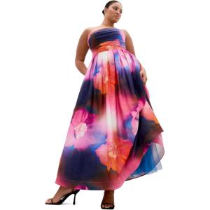 City Chic Plus Size Dress – Rosalee Sleeveless Print Maxi(Fl Firework)