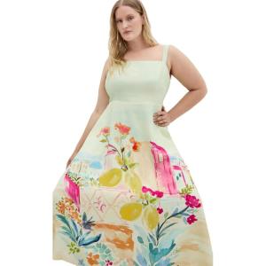 City Chic Plus Size Dress – Sorrento Print Maxi(Sorrento Summer)
