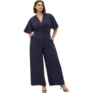 City Chic Plus Size Jumpsuit – Braelynn V Neck(Navy)
