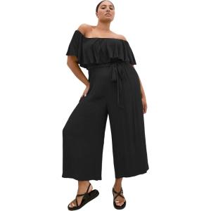 City Chic Plus Size Jumpsuit – Emery Off Shoulder(Black)