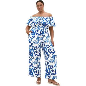 City Chic Plus Size Jumpsuit – Peta Mykonos Print(Mykonos)