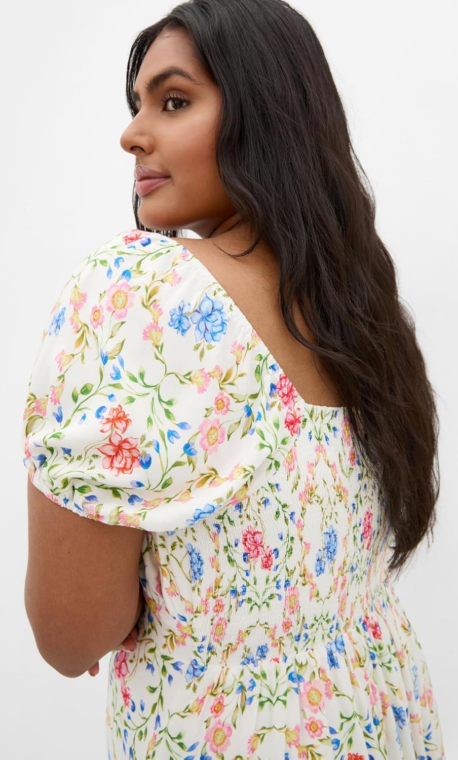 image:imageCity Chic Plus Size Dress Abbie Short Sleeve Bouquet Print MaxiCoastal Bouquet
