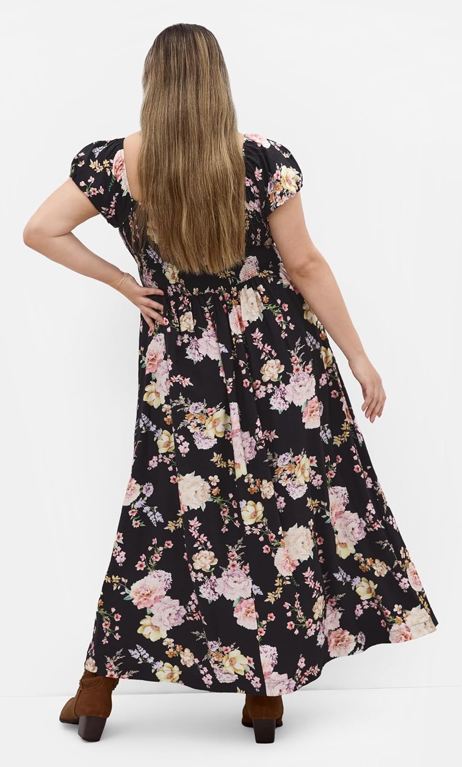 image:imageCity Chic Plus Size Dress Abbigail Floral Print MaxiBlk Flirty Floral