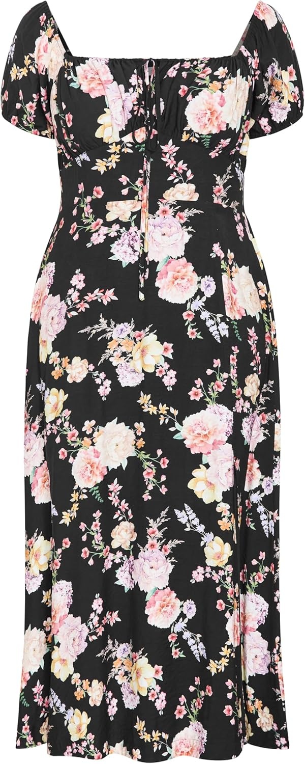 image:imageCity Chic Plus Size Dress Abbigail Floral Print MaxiBlk Flirty Floral