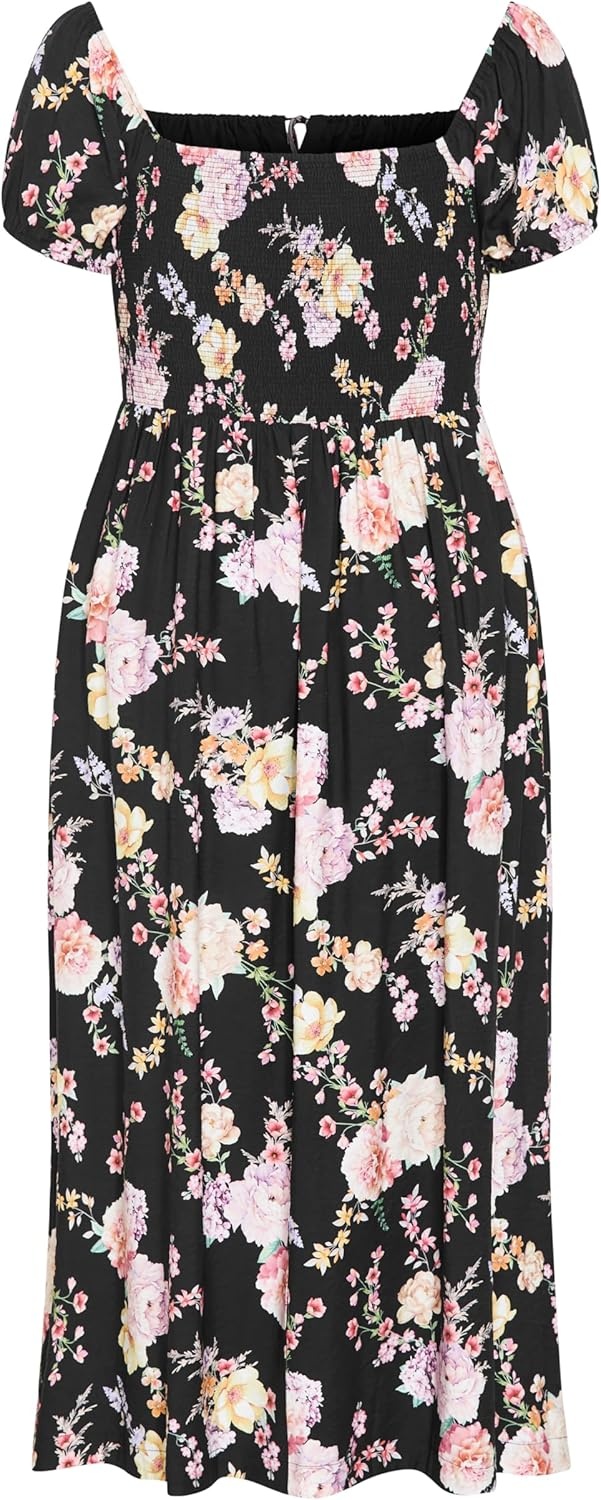 image:imageCity Chic Plus Size Dress Abbigail Floral Print MaxiBlk Flirty Floral