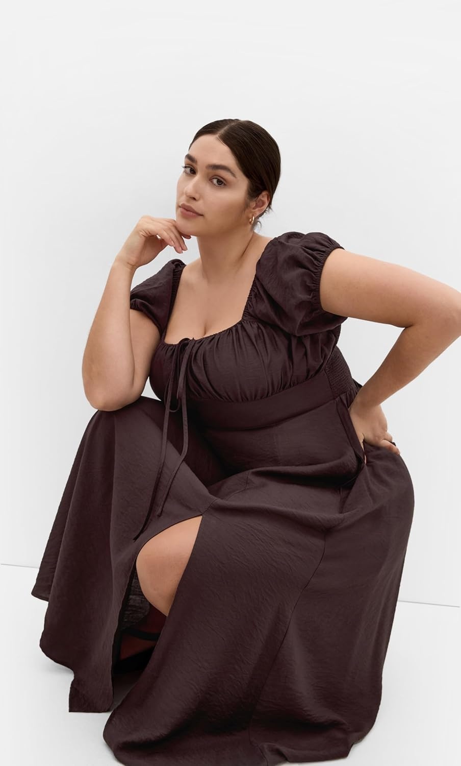 image:imageCity Chic Plus Size Dress Abbigail Split MaxiChocolate