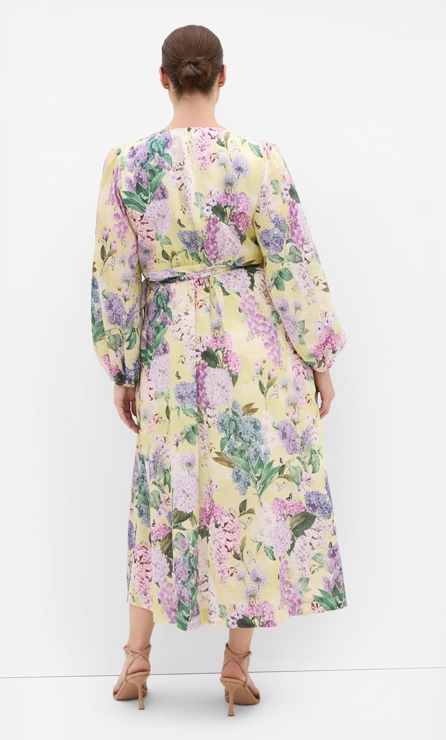 image:imageCity Chic Plus Size Dress Anastasia Hydrangea Print Wrap MaxiLemon Hydrandra