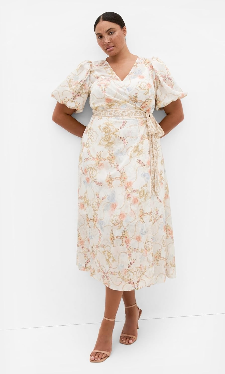 image:imageCity Chic Plus Size Dress Anastasia Opulent Print Wrap MaxiOpulent Ivory