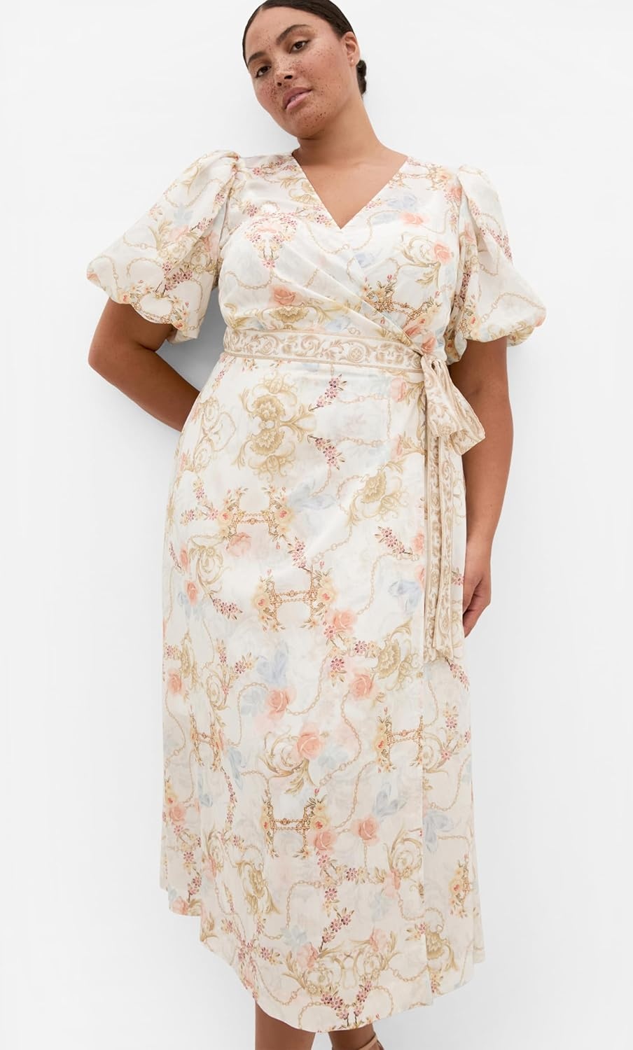 image:imageCity Chic Plus Size Dress Anastasia Opulent Print Wrap MaxiOpulent Ivory
