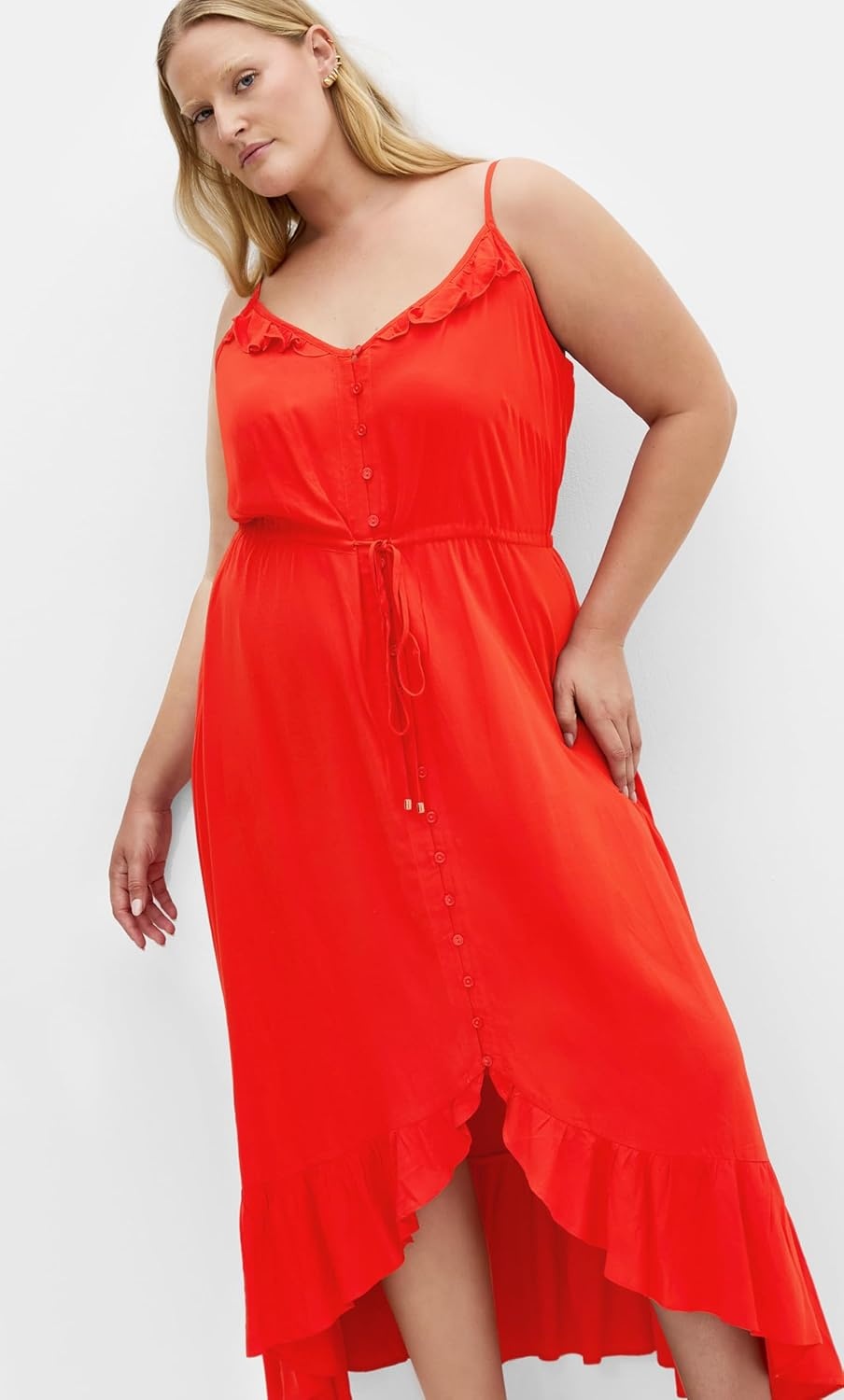image:imageCity Chic Plus Size Dress Aruba Frill MaxiBurnt Orange