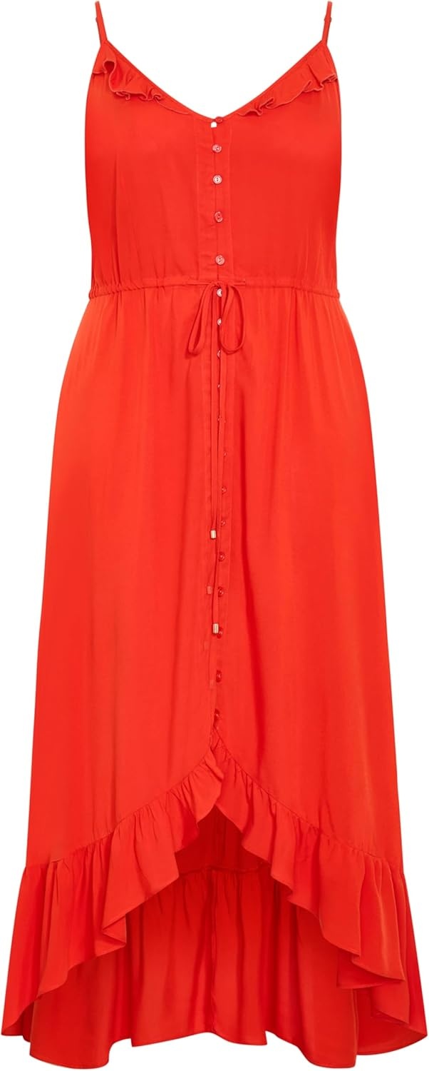 image:imageCity Chic Plus Size Dress Aruba Frill MaxiBurnt Orange