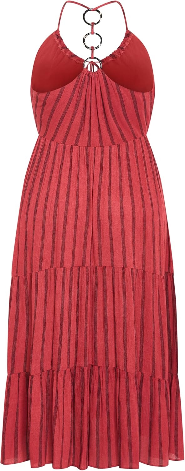 image:imageCity Chic Plus Size Dress Caribbean Halter Stripe MidiRust Stripe