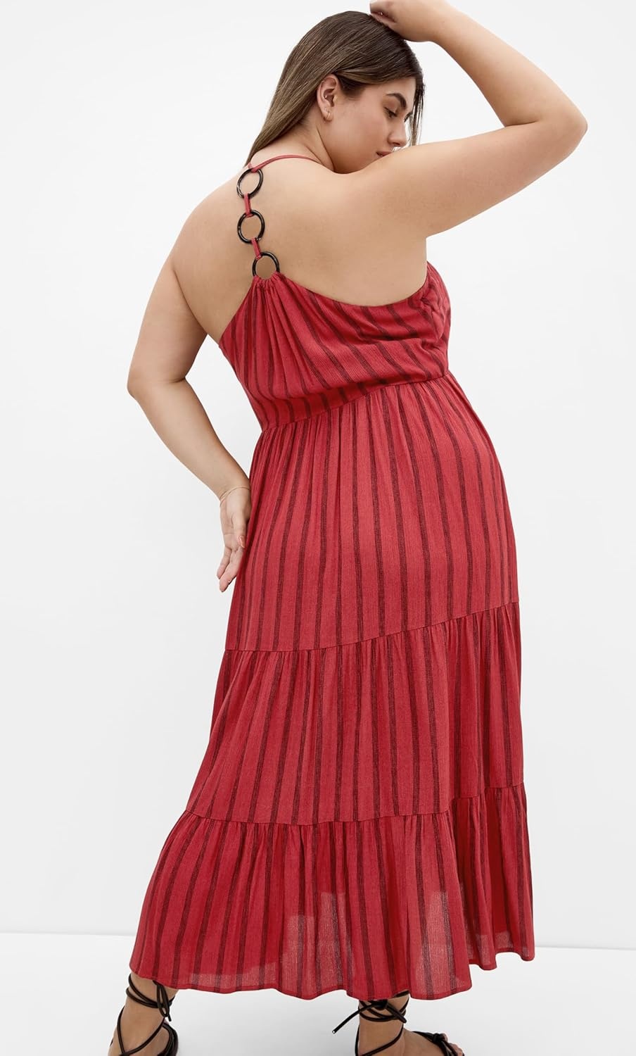 image:imageCity Chic Plus Size Dress Caribbean Halter Stripe MidiRust Stripe