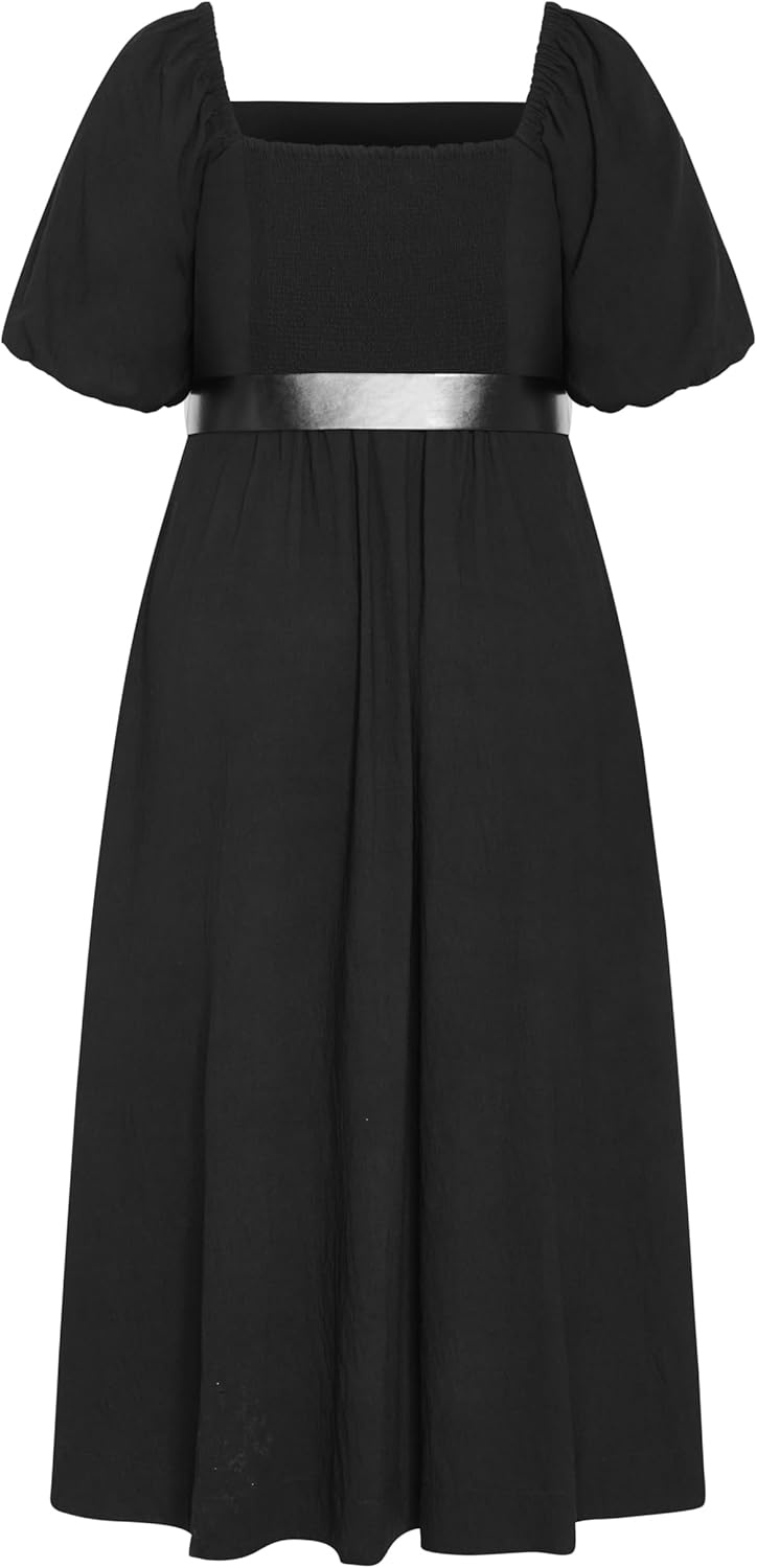 image:imageCity Chic Plus Size Dress Collins Puff Sleeve Belted MaxiBlack