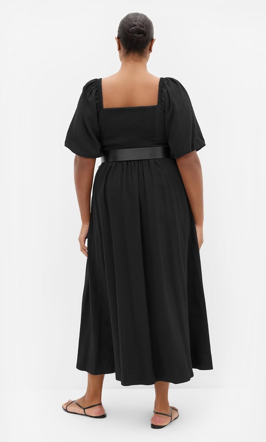image:imageCity Chic Plus Size Dress Collins Puff Sleeve Belted MaxiBlack