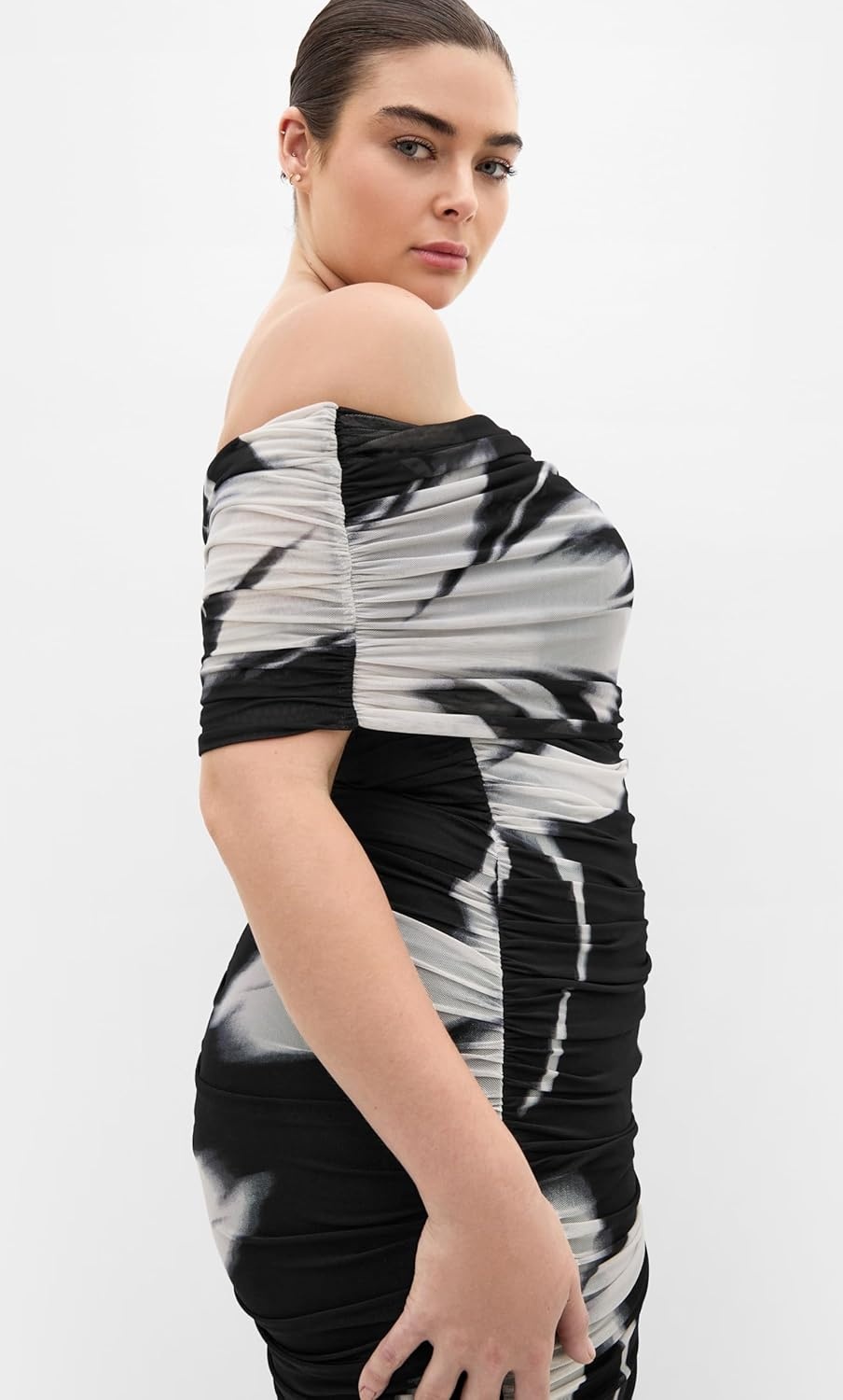 image:imageCity Chic Plus Size Dress Dana Mesh Blur PrintBlack Blur Floral