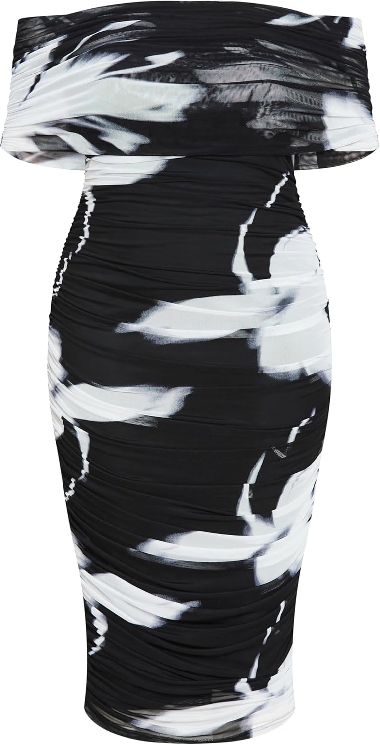 image:imageCity Chic Plus Size Dress Dana Mesh Blur PrintBlack Blur Floral