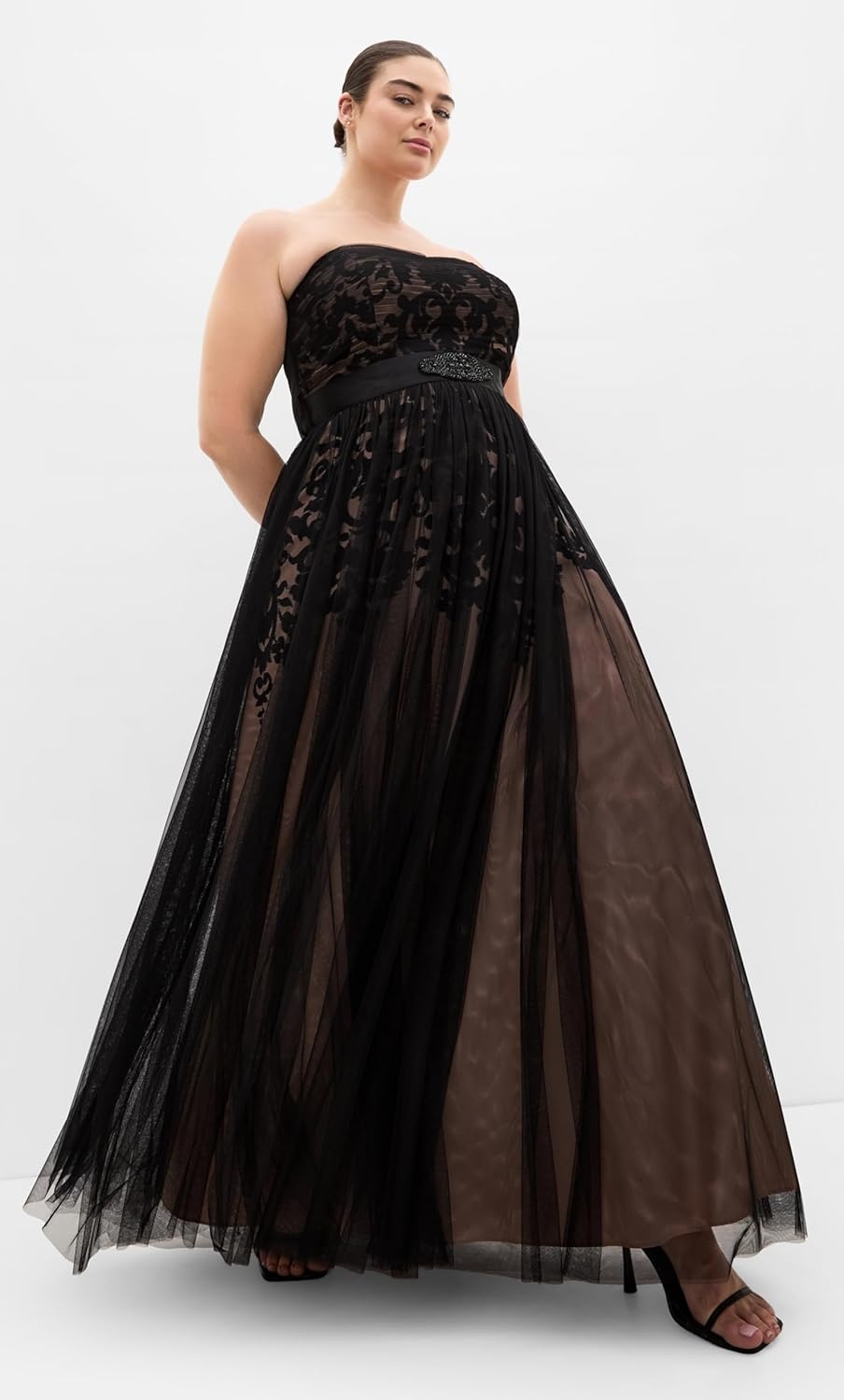 image:imageCity Chic Plus Size Dress Embroidered Tulle MaxiBlack