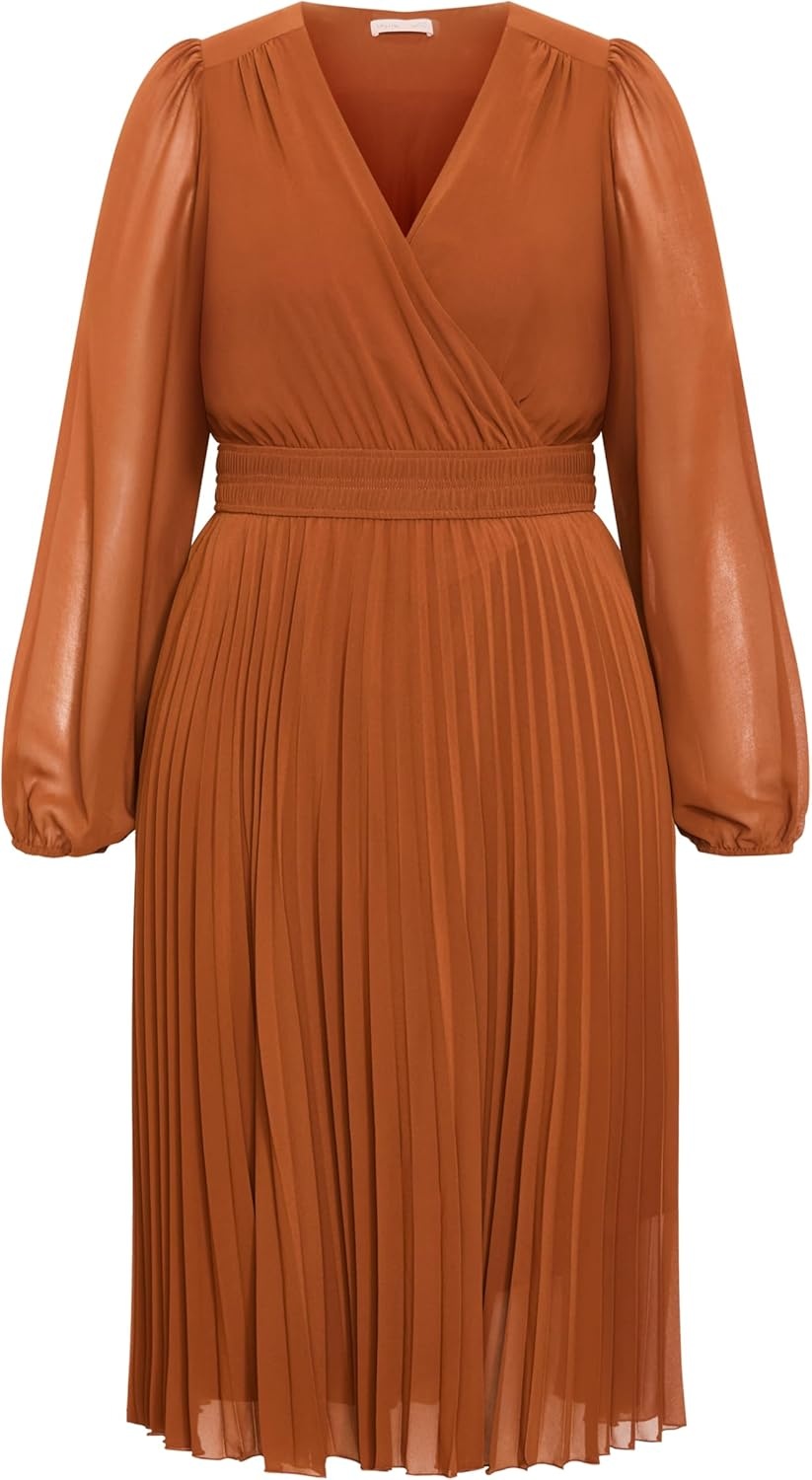 image:imageCity Chic Plus Size Dress Finley Sheer PleatGinger
